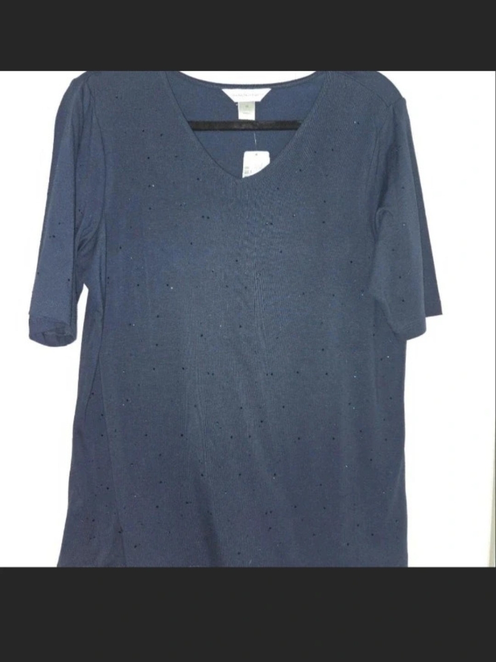 Christopher & Banks Navy Short Sleeve V-Neck Top